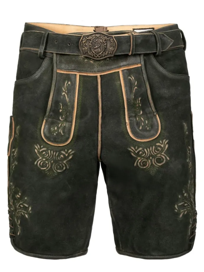 Kurze Wildbock Lederhose Friedl in schwarz
