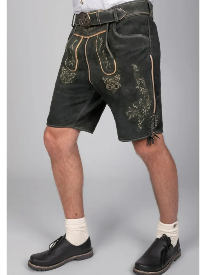 Kurze Wildbock Lederhose Friedl in schwarz