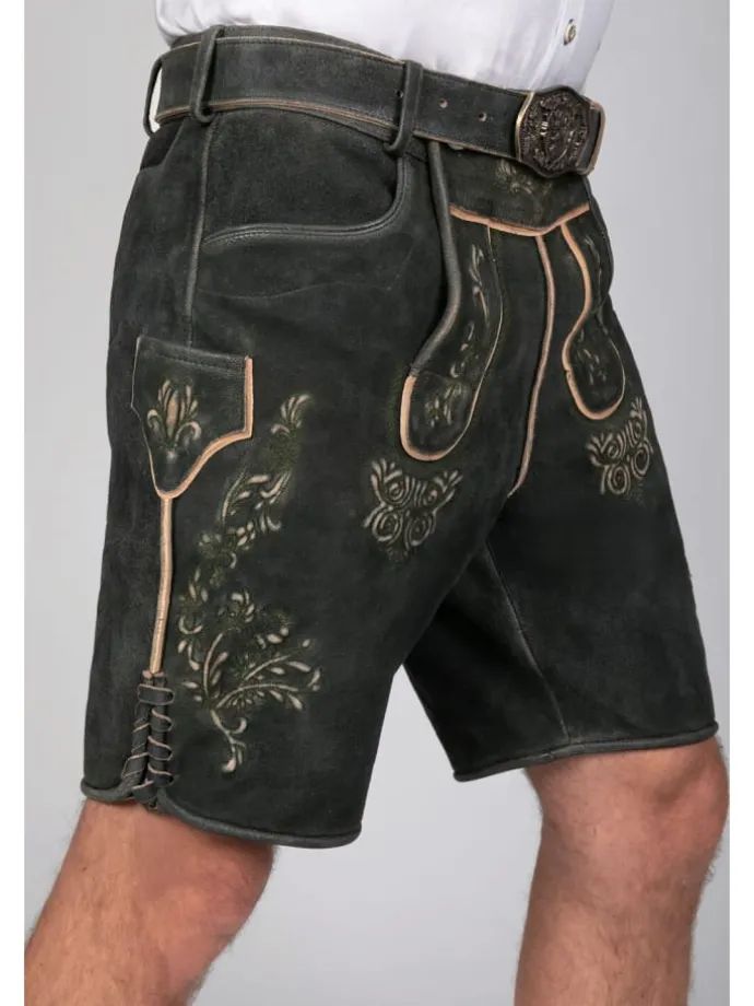 Kurze Wildbock Lederhose Friedl in schwarz