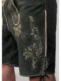 Kurze Wildbock Lederhose Friedl in schwarz