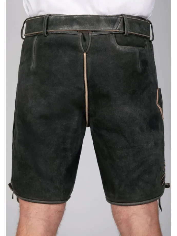 Kurze Wildbock Lederhose Friedl in schwarz