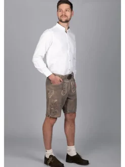 Kurze Wildbock Lederhose Kare in grau