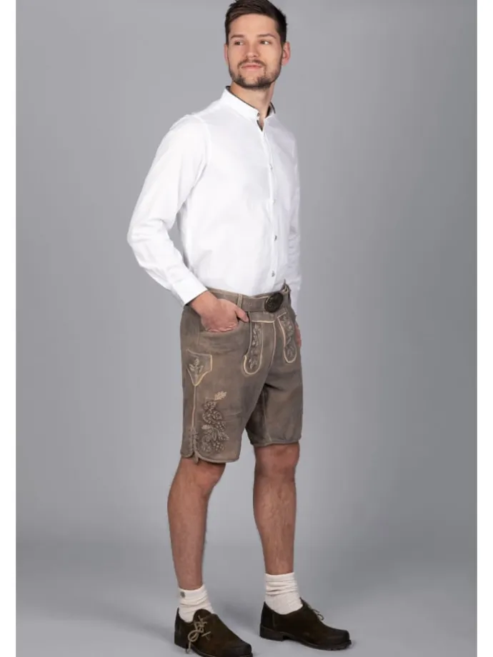 Kurze Wildbock Lederhose Kare in grau