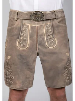 Kurze Wildbock Lederhose Kare in grau