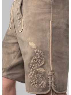 Kurze Wildbock Lederhose Kare in grau