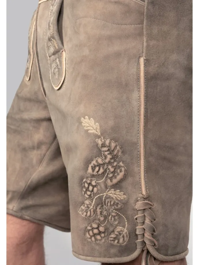 Kurze Wildbock Lederhose Kare in grau