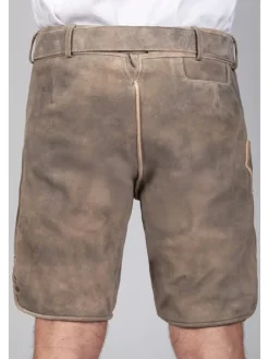 Kurze Wildbock Lederhose Kare in grau