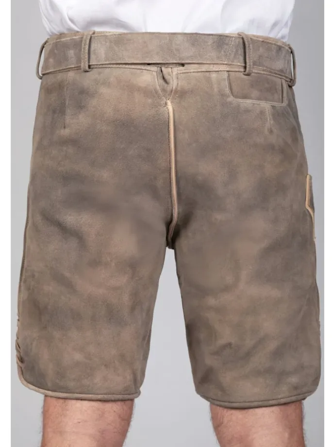 Kurze Wildbock Lederhose Kare in grau