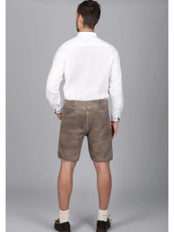 Kurze Wildbock Lederhose Kare in grau