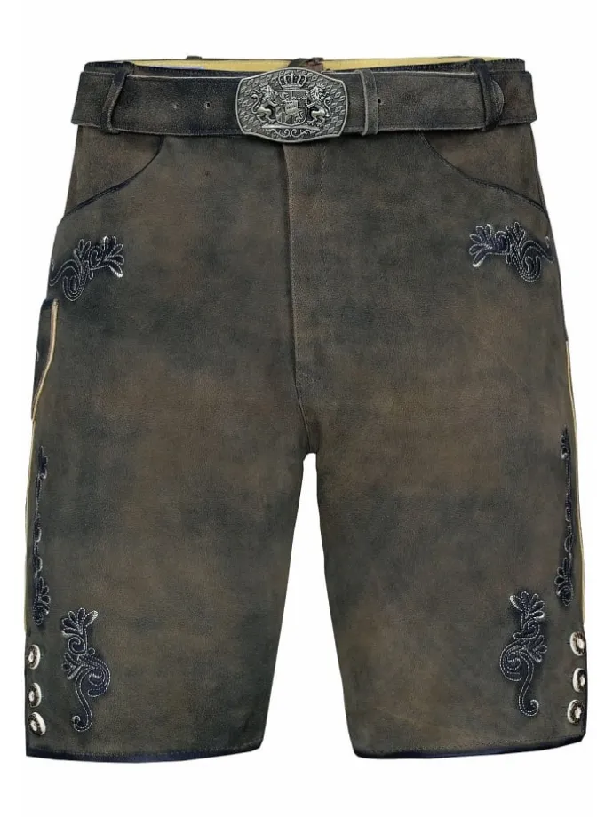 Kurze Wildbock Lederhose Lothar in dunkelbraun