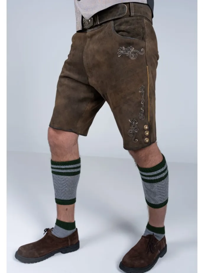 Kurze Wildbock Lederhose Lothar in dunkelbraun