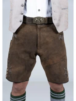 Kurze Wildbock Lederhose Lothar in dunkelbraun
