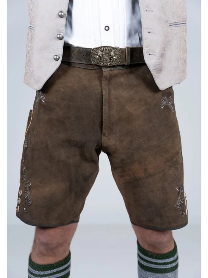 Kurze Wildbock Lederhose Lothar in dunkelbraun