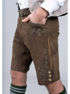 Kurze Wildbock Lederhose Lothar in dunkelbraun
