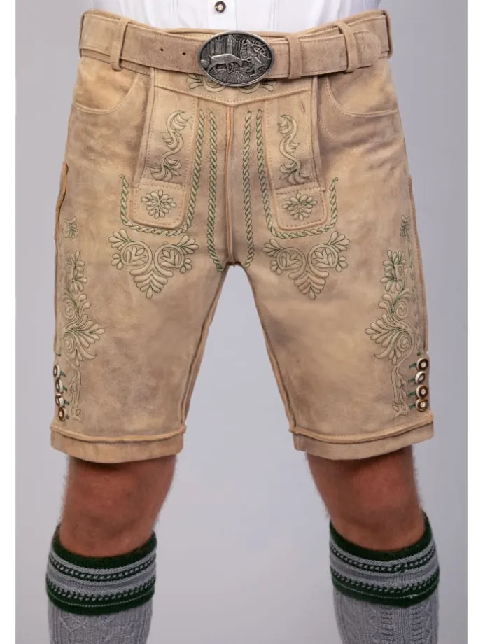 Kurze Wildbock Lederhose Adam in natur
