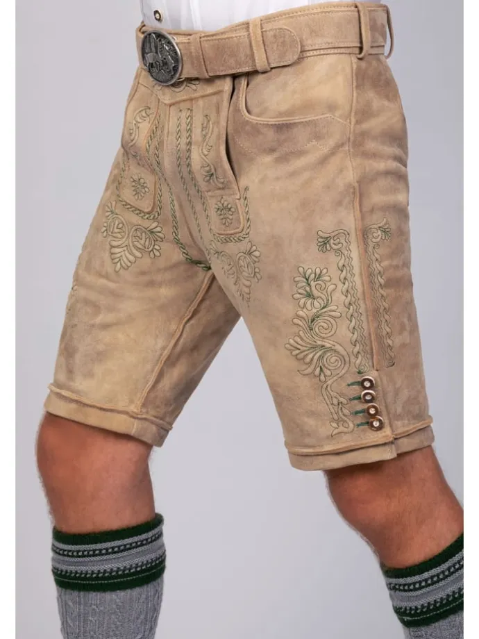 Kurze Wildbock Lederhose Adam in natur