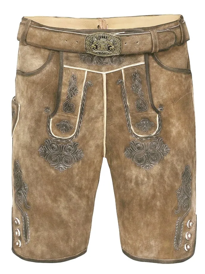 Kurze Wildbock Lederhose Vincent in hellbraun