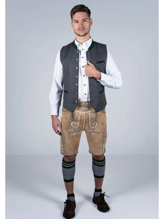 Kurze Wildbock Lederhose Vincent in hellbraun