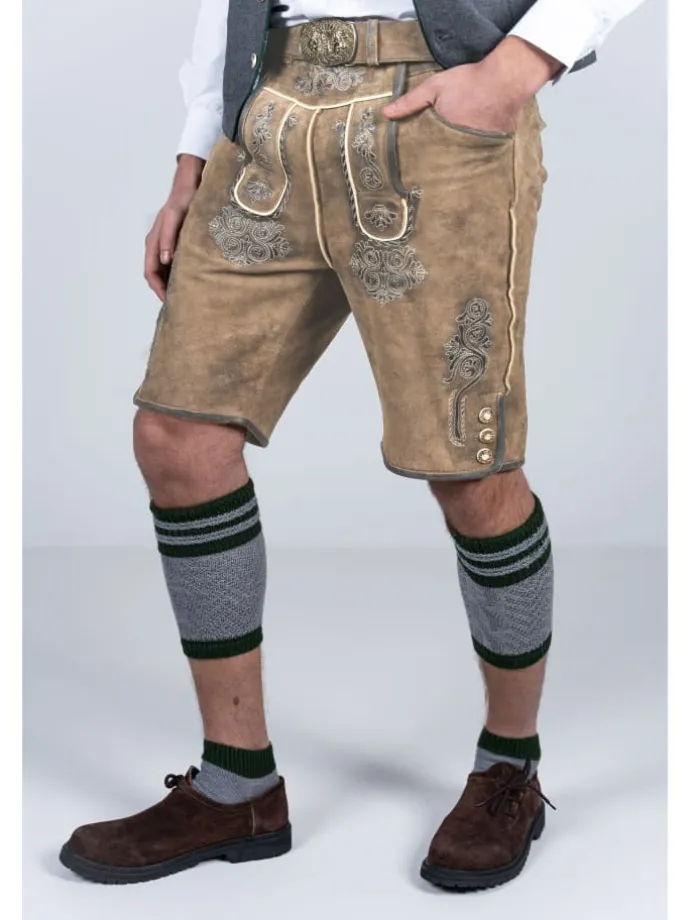 Kurze Wildbock Lederhose Vincent in hellbraun