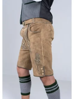 Kurze Wildbock Lederhose Vincent in hellbraun