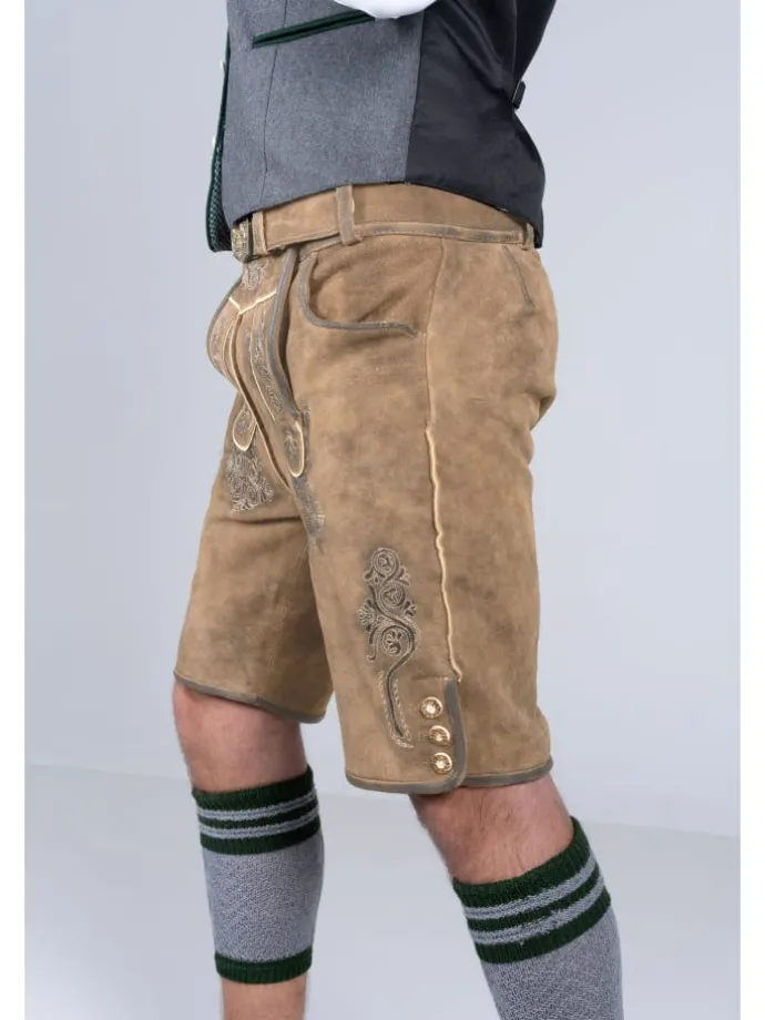 Kurze Wildbock Lederhose Vincent in hellbraun