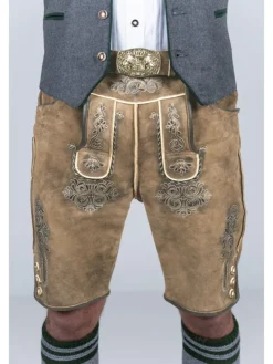 Kurze Wildbock Lederhose Vincent in hellbraun