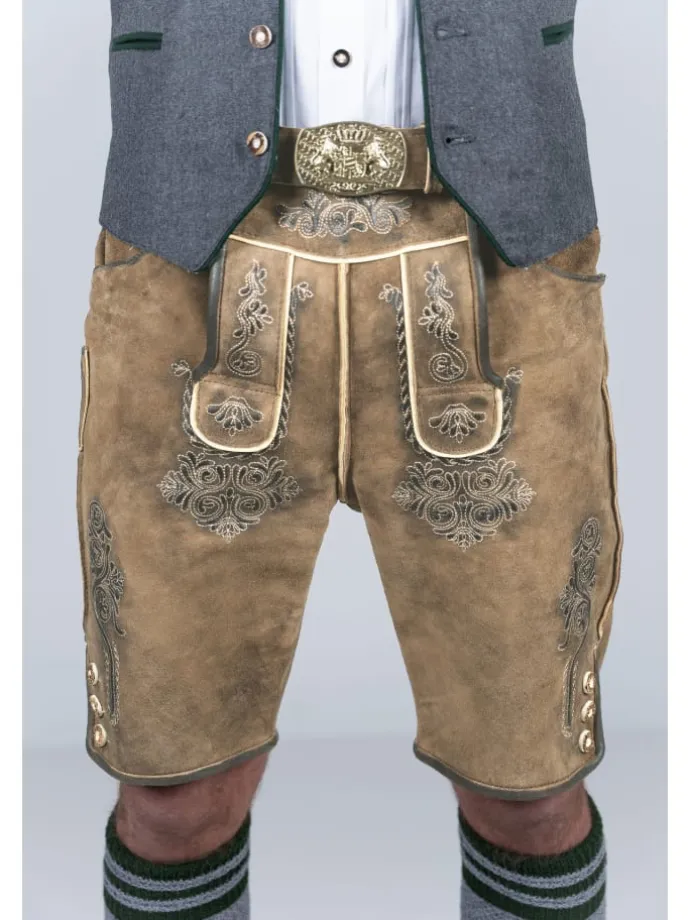 Kurze Wildbock Lederhose Vincent in hellbraun