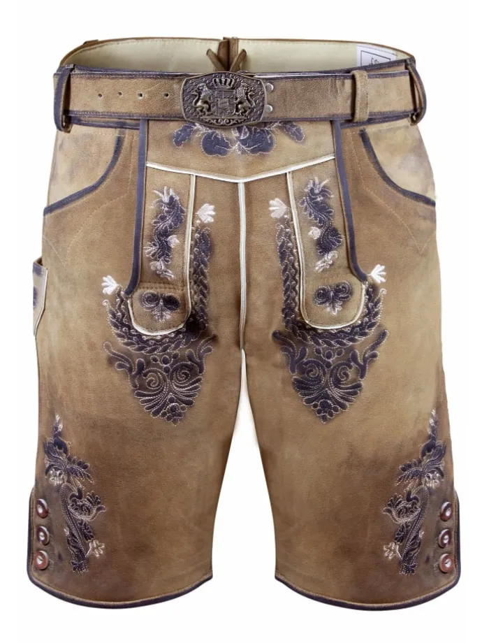 Kurze Wildbock Lederhose Toni in hellbraun