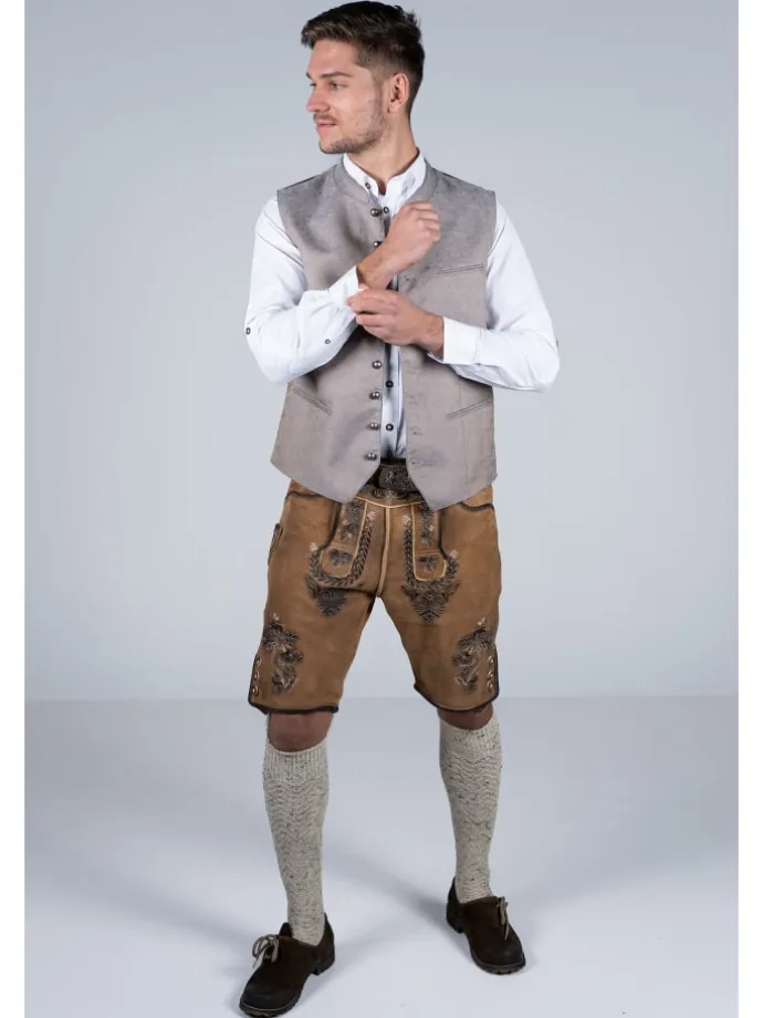 Kurze Wildbock Lederhose Toni in hellbraun