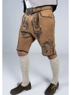 Kurze Wildbock Lederhose Toni in hellbraun