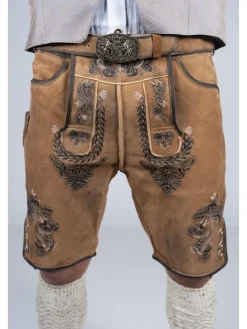Kurze Wildbock Lederhose Toni in hellbraun