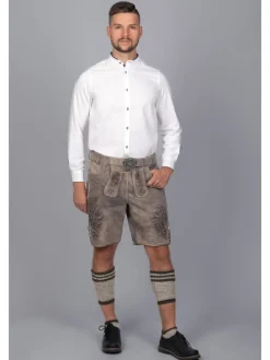 Kurze Wildbock Lederhose Maxl in grau