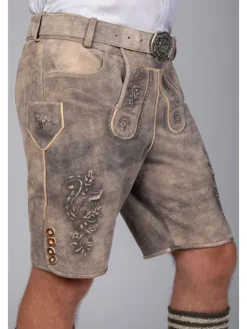 Kurze Wildbock Lederhose Maxl in grau