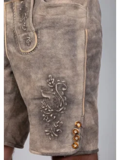 Kurze Wildbock Lederhose Maxl in grau