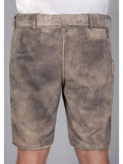 Kurze Wildbock Lederhose Maxl in grau