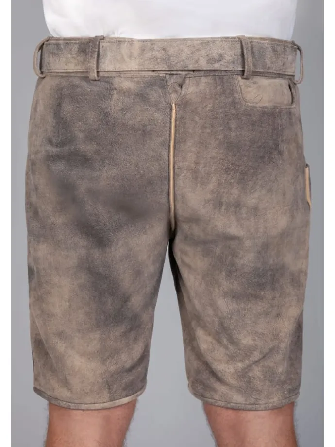 Kurze Wildbock Lederhose Maxl in grau