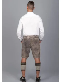 Kurze Wildbock Lederhose Maxl in grau