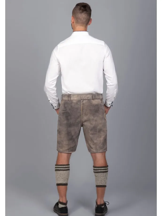 Kurze Wildbock Lederhose Maxl in grau