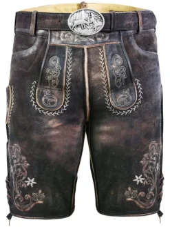 Kurze Wildbock Lederhose Alex in dunkelbraun