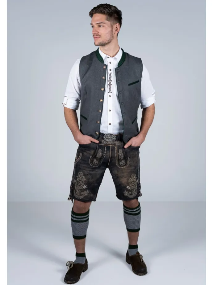 Kurze Wildbock Lederhose Alex in dunkelbraun