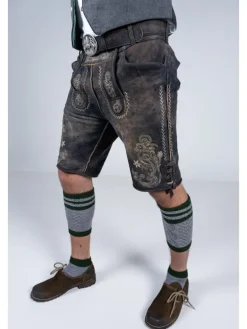Kurze Wildbock Lederhose Alex in dunkelbraun