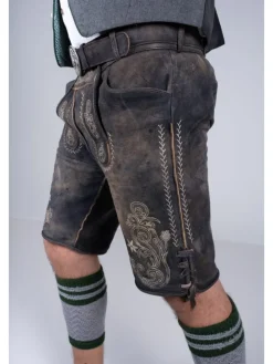 Kurze Wildbock Lederhose Alex in dunkelbraun