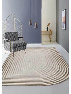 Kurzflor-Teppich ''Amorf - Ar004'' in Beige/ Hellbraun