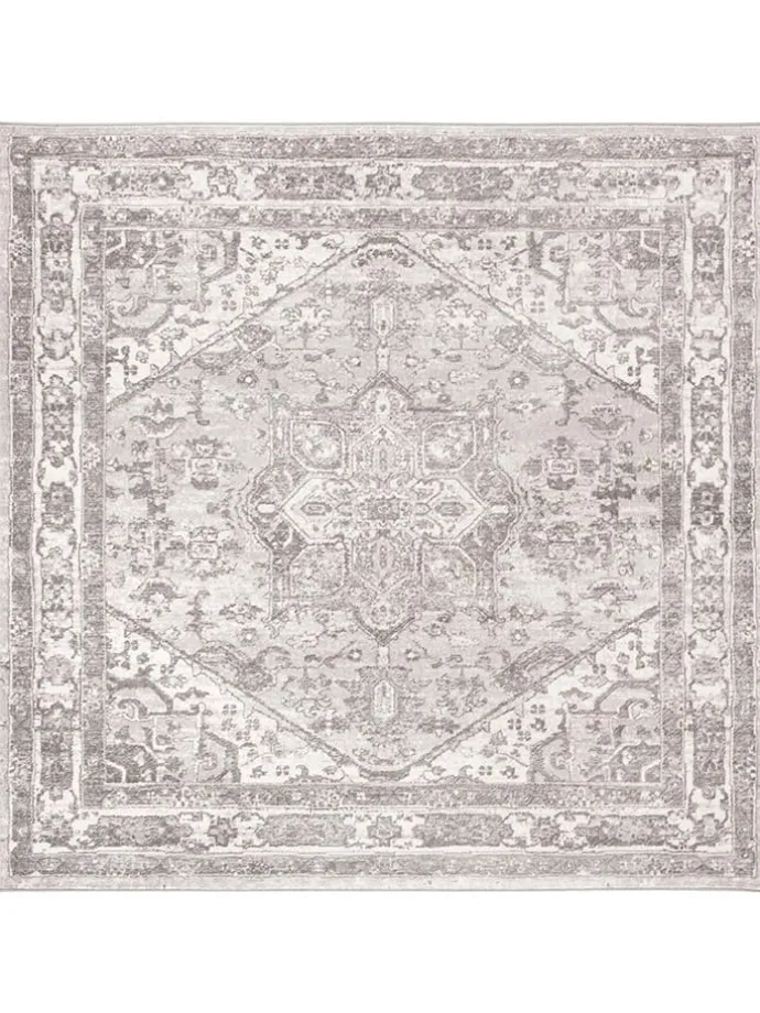 Kurzflor-Teppich in Creme/ Grau