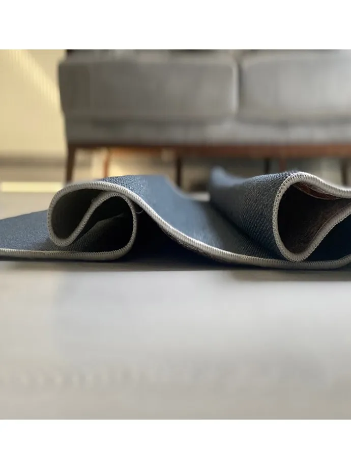 Kurzflor-Teppich in Grau/ Blau