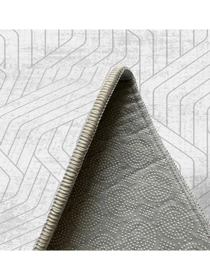 Kurzflor-Teppich in Grau/ Weiß