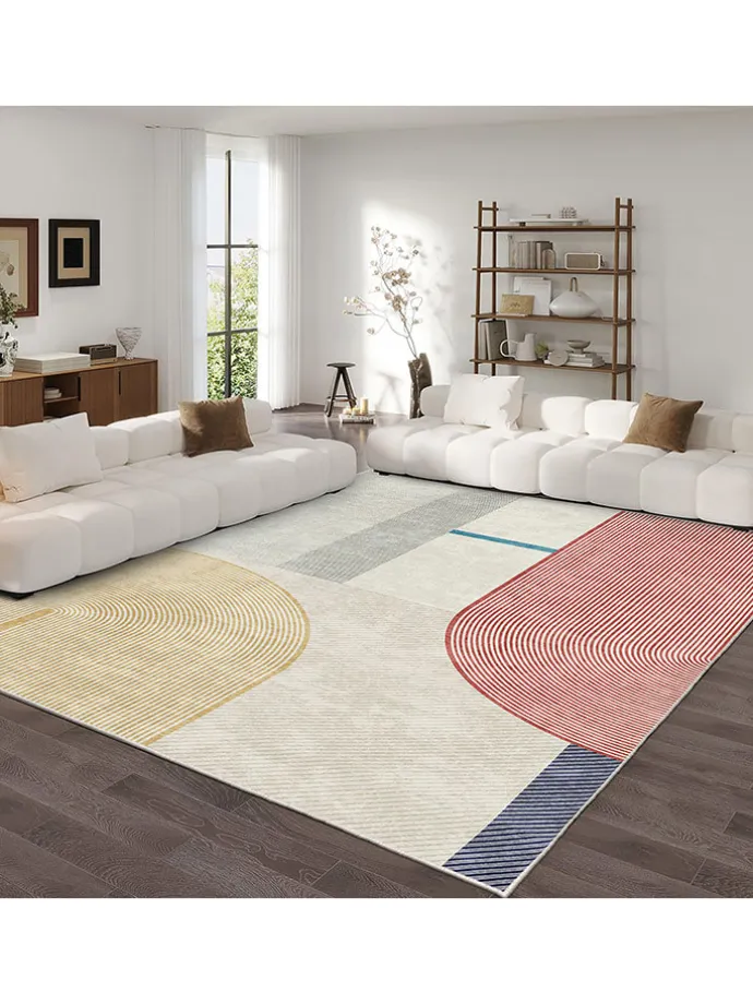Kurzflor-Teppich "Infkece" in Creme/ Rot/ Gelb