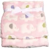 Kuscheldecke Flausch 75 x 90 cm - Elefanten in rosa,weiss