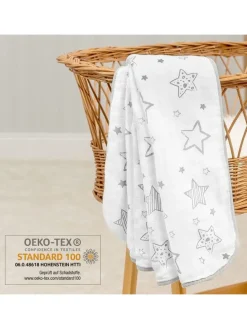 Kuscheldecke Mull 4-lagig 120 x 120 cm - in weiss,grau