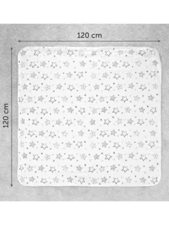 Kuscheldecke Mull 4-lagig 120 x 120 cm - in weiss,grau